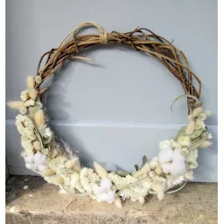 Couronne de fleurs séchées - Blanc